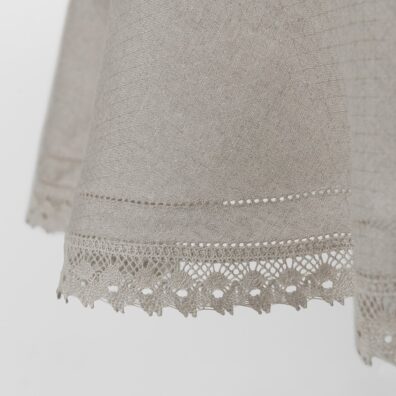 Round/oval natural linen tablecloth, two rows of hemstitching