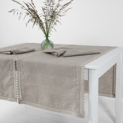 Natural grey linen table runner