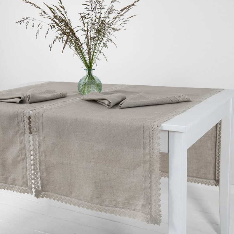 Natural grey linen table runner