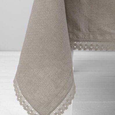 Natural linen tablecloth, with hemstitching