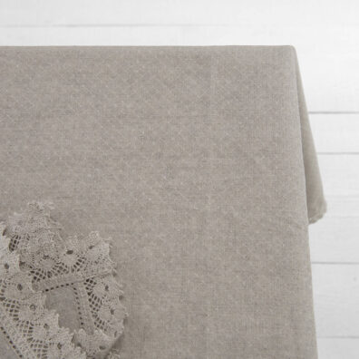 Natural linen tablecloth, diamond pattern fabric