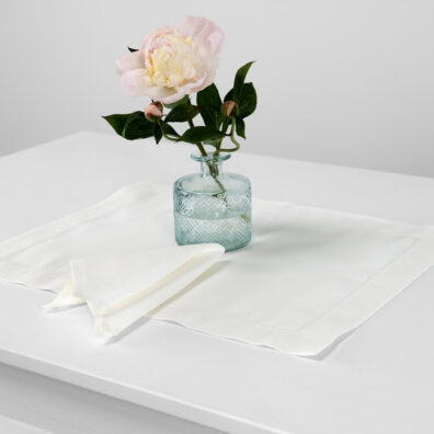 White linen cotton placemat, with hemstitch