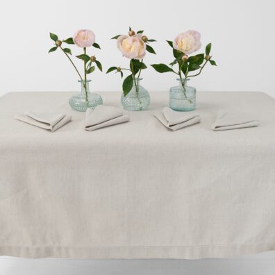 Natural Beige Linen Cotton Tablecloth, plain weave