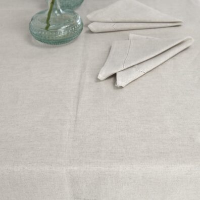 Natural Beige Linen Cotton Tablecloth, white and natural linen yarns