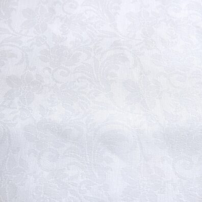 Floral white linen cotton table runner, jacquard