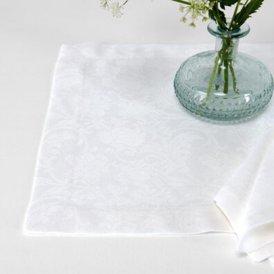 White linen cotton placemat, folded border