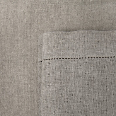 Natural linen tablecloth, folded edge with hemstitch