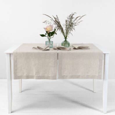 Beige linen table runner