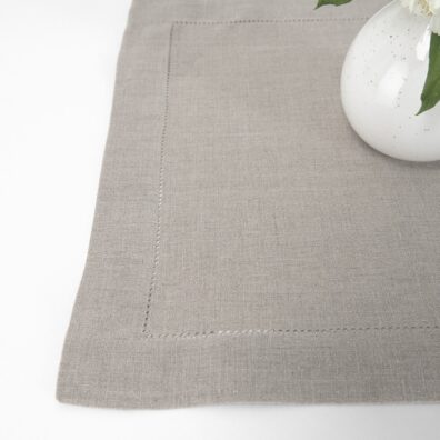 Natural grey linen placemat, with hemstitching