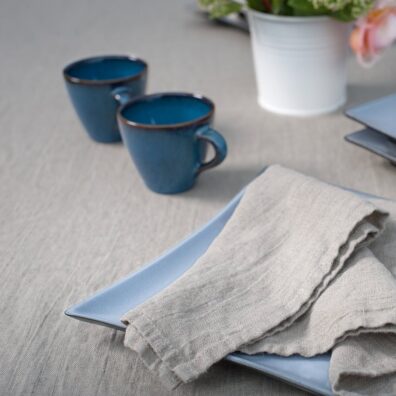 Natural linen tablecloth, plain weave