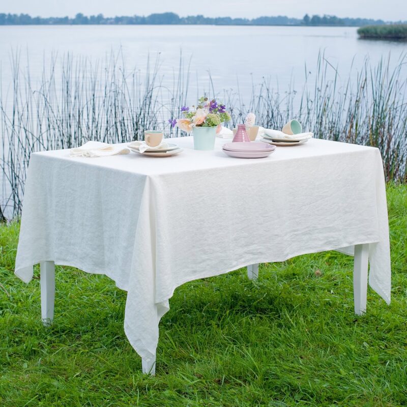 Off-white linen tablecloth