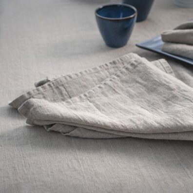 Natural linen washed napkin, washed fabric