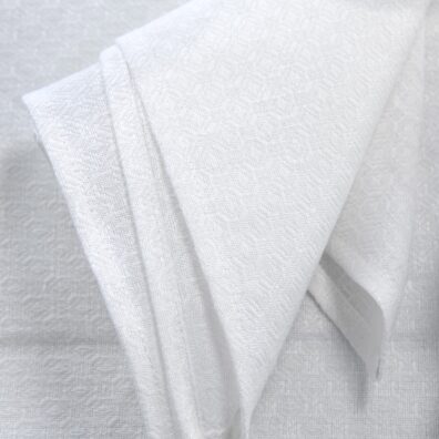 White linen cotton napkin, dobby small pattern weave