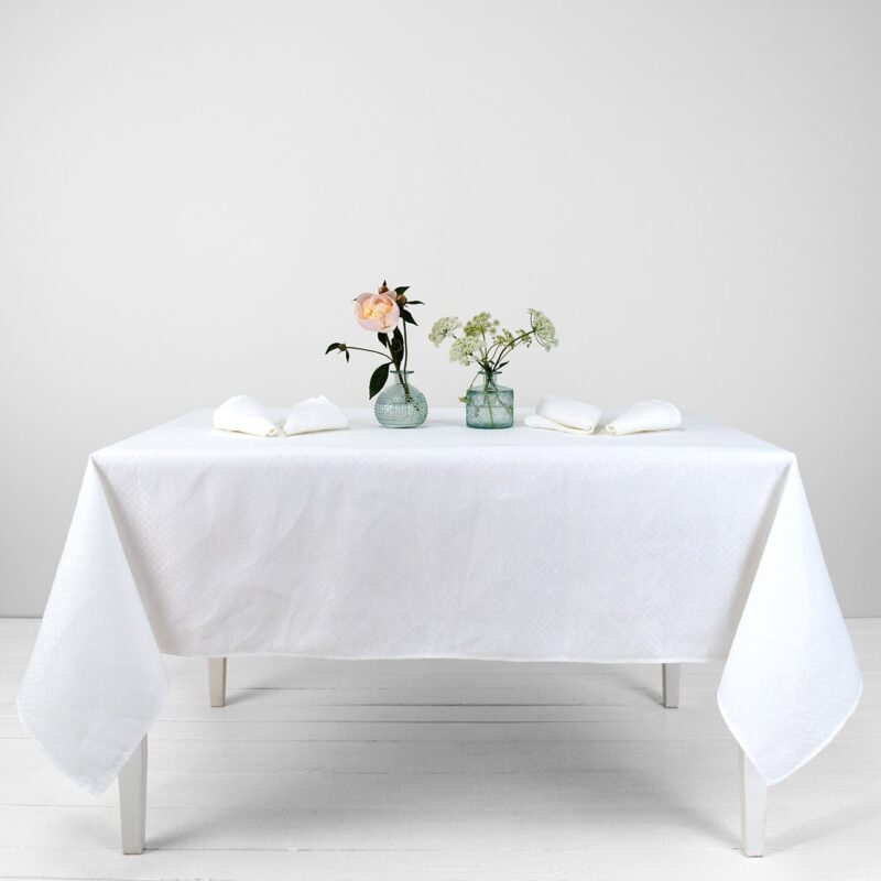 White linen cotton tablecloth
