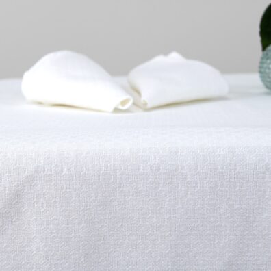 White linen cotton tablecloth, optical white