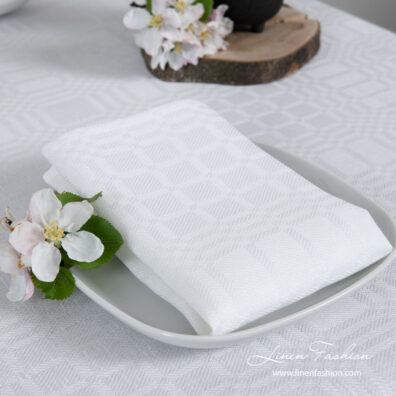 White patterned linen napkin