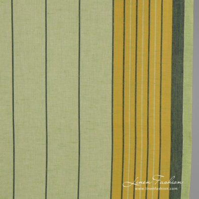 Greenish linen fabric in stripes