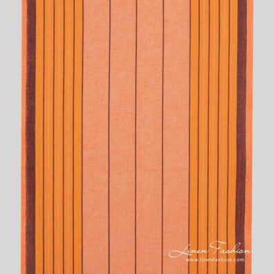 Orange toweling linen / cotton fabric with stripes