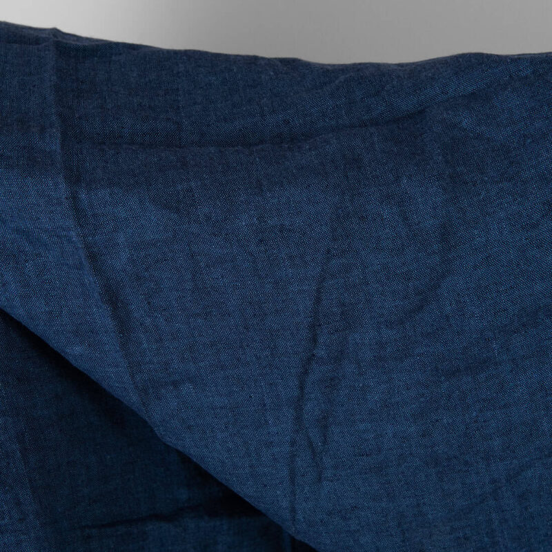 Washed linen fabric in dark blue denim colour