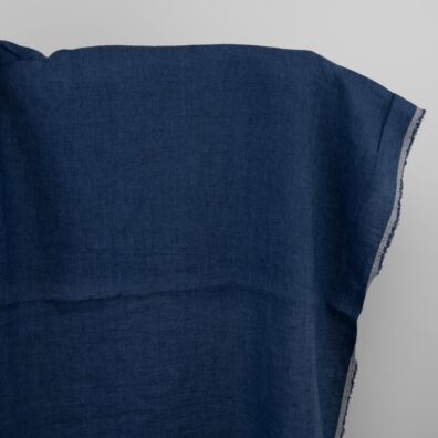 Washed linen fabric dark blue denim