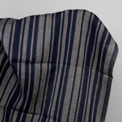 Linen fabric in blue and natural stripes
