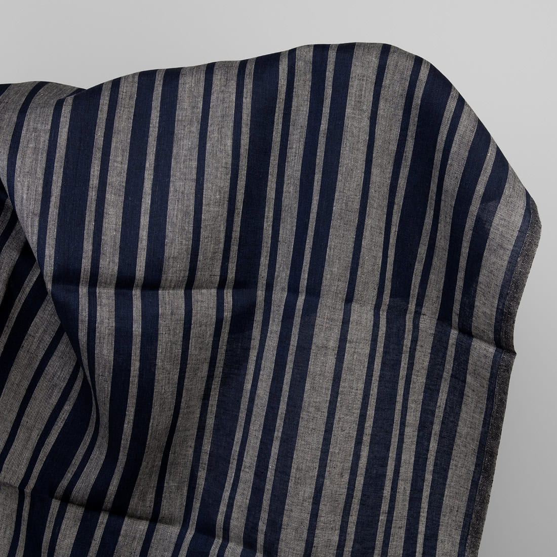 Linen fabric in blue and natural stripes