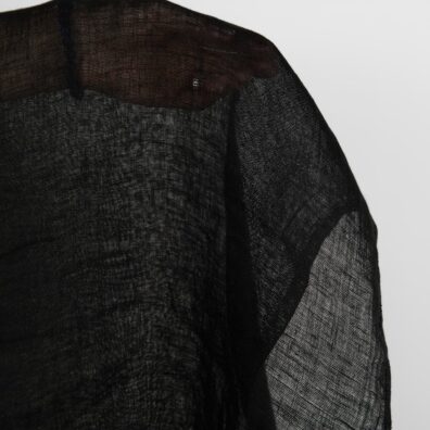 Transparent black linen fabric washed product photo