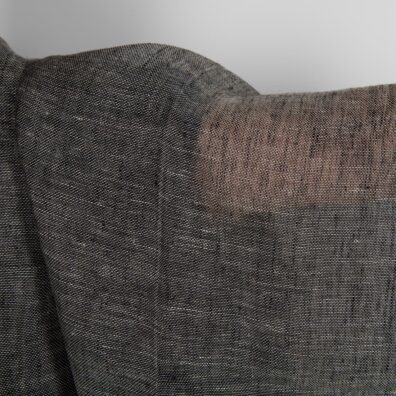 Black and natural transparent linen fabric close up detail