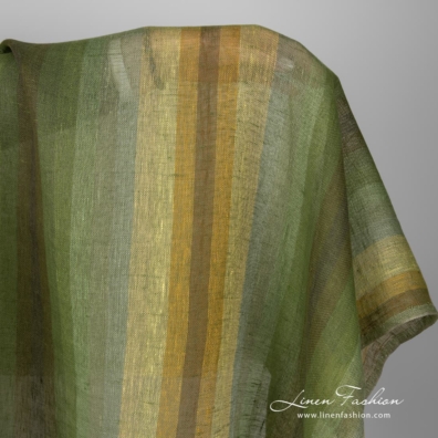 Light linen fabric with colourful stripes