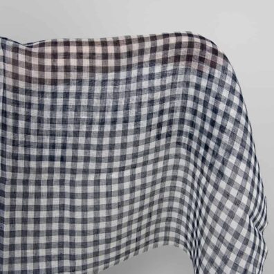 Linen fabric in dark blue and white checks