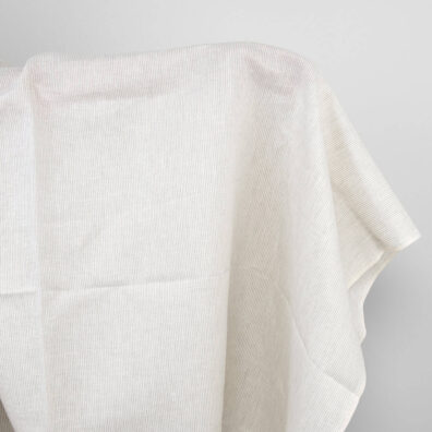 Linen fabric white and natural small stripes