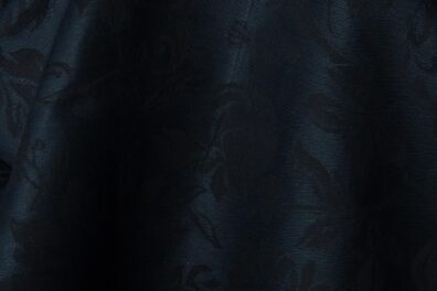 Dark blue floral jacquard fabric