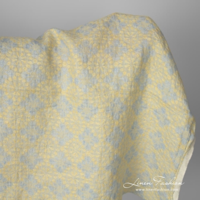Washed linen fabric in a flower pattern