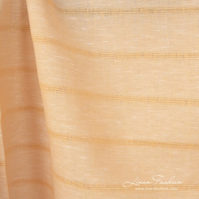 Yellow linen cotton fabric with transparent lines can be 150cm and 180cm in width