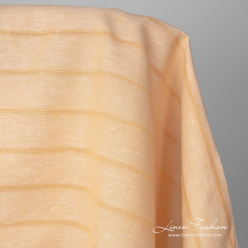 Yellow linen cotton fabric in stripes