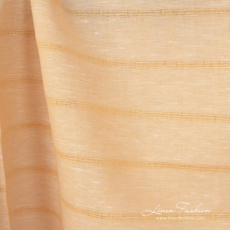 Yellow linen cotton fabric in stripes