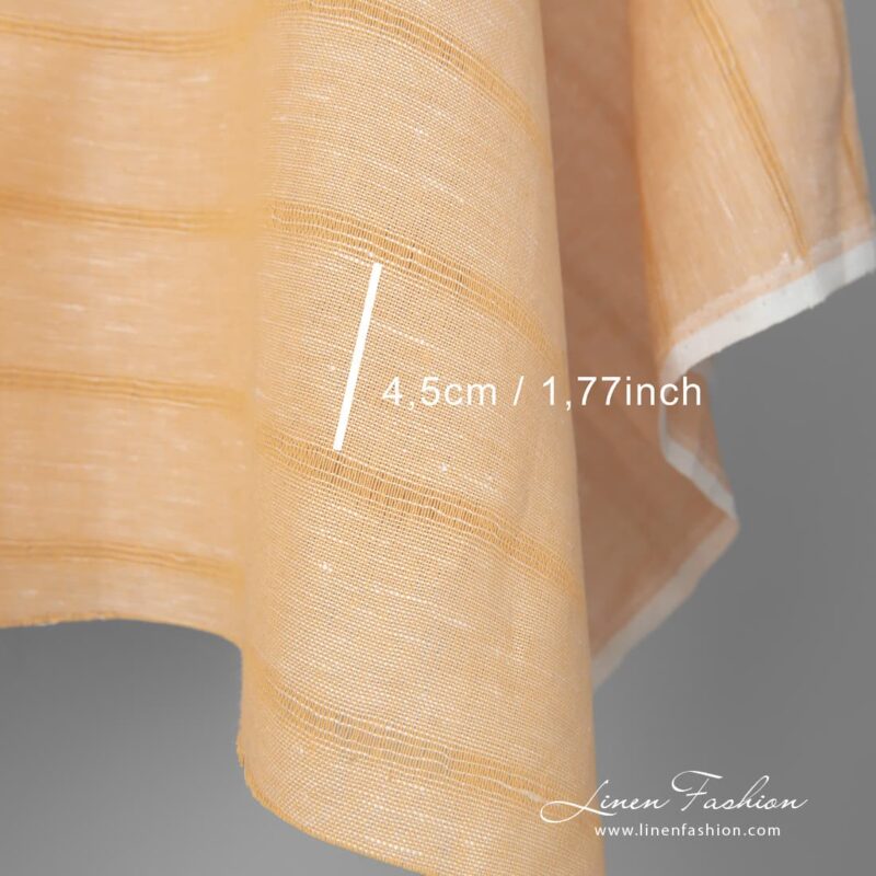 Yellow linen cotton fabric in stripes