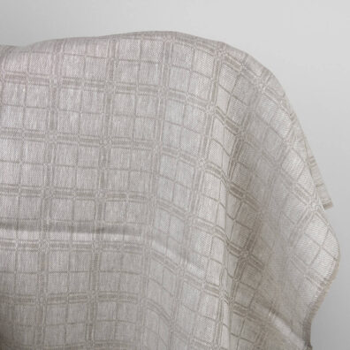 Linen fabric natural and white checks