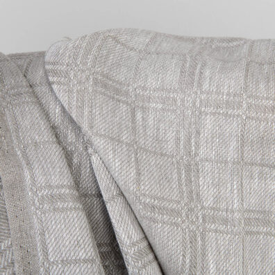 Linen fabric natural and white checks