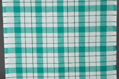 Plaid linen cotton fabric in green and white