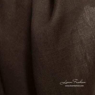Diamond pattern dark brown linen fabric