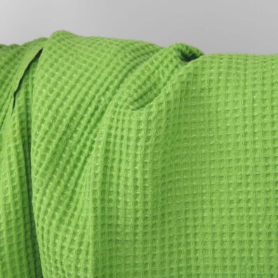 Lime green linen cotton fabric, specially washed