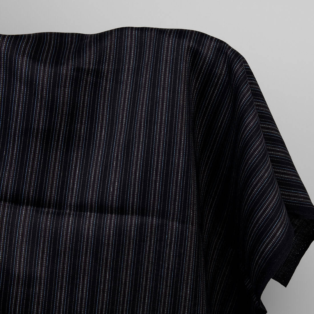 Black striped linen fabric