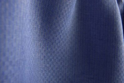 Blue patterned linen fabric