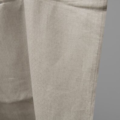 Grey patterned pure linen fabric edge