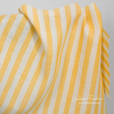 Linen fabric with yellow stripes