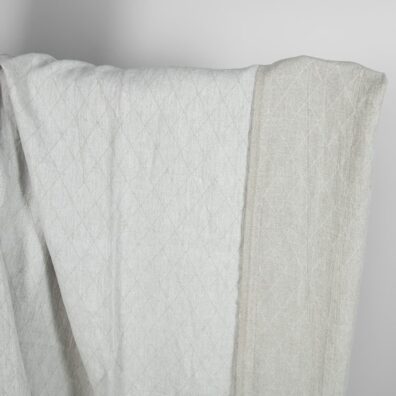 Grey double-sided washed linen fabric with a pattern