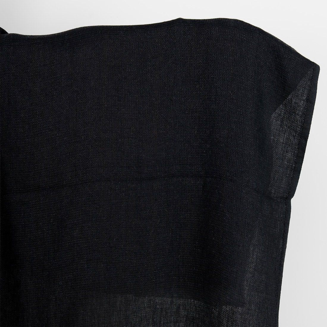 Black waffle linen fabric washed