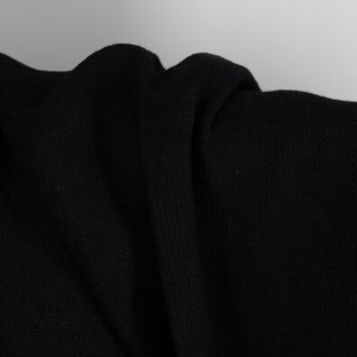 Black waffle linen fabric washed texture