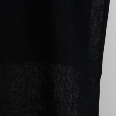 Black waffle linen fabric washed close up detail